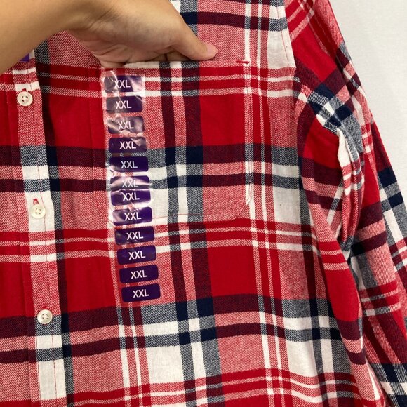 New GAP Women's size XXL Cotton Flannel Red Plaid Long Sleeve Button Down Casual - Picture 4 of 10